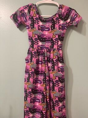 Girls' Pink/Purple Cars Print Romper